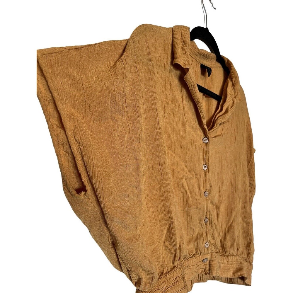 PRANA Womens Top PERMILIA Mustard Yellow Button Up Dolman Sleeve Size M - Picture 3 of 4